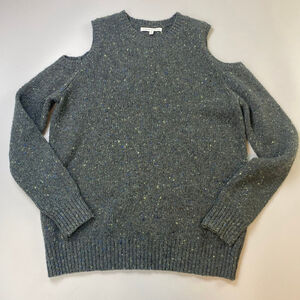 Rebecca Minkoff Gray Speckled Cold-Shoulder Sweater